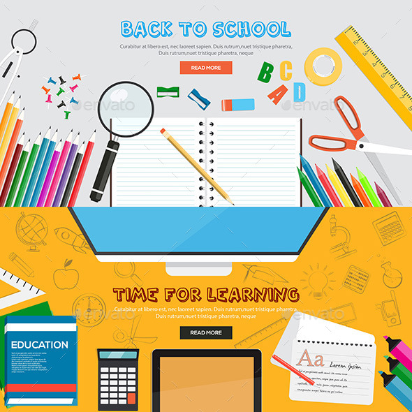 Flat Back to School Banners Flat Back to School Banners