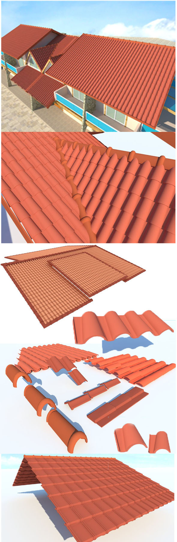 Shingle roof elements - 3Docean 12477495