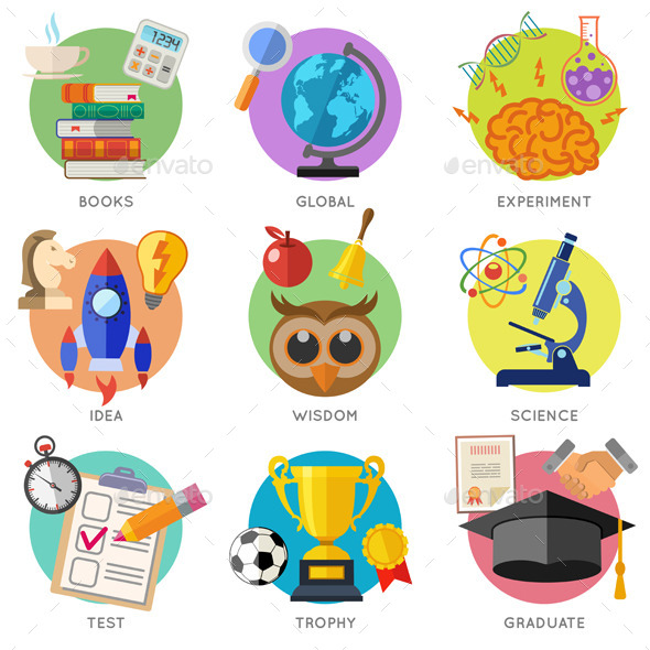 Education Flat Icon Set - Miscellaneous Conceptual
