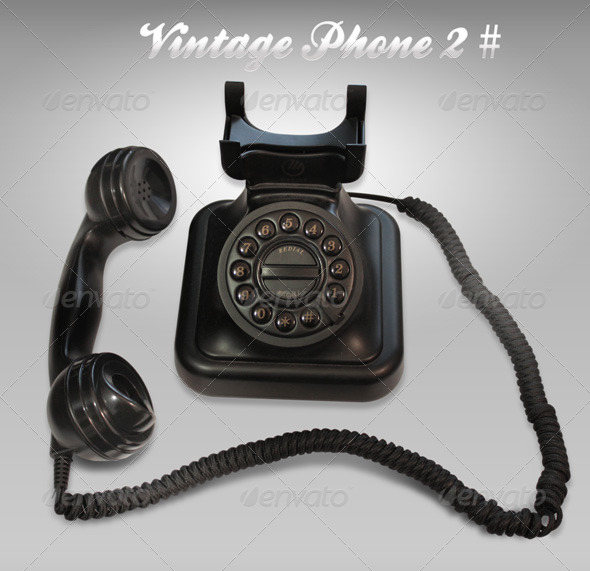 Black Vintage phone 2# - Home & Office Isolated Objects