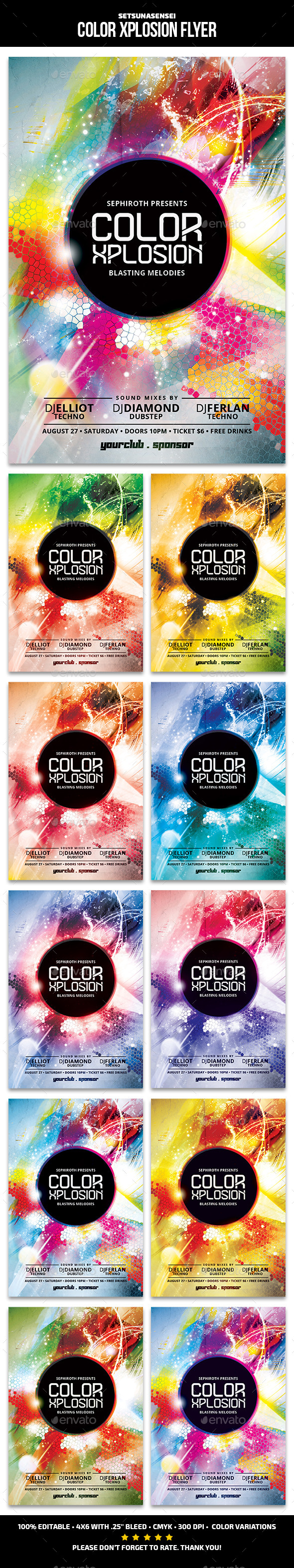 Color Xplosion Flyer - Clubs & Parties Events