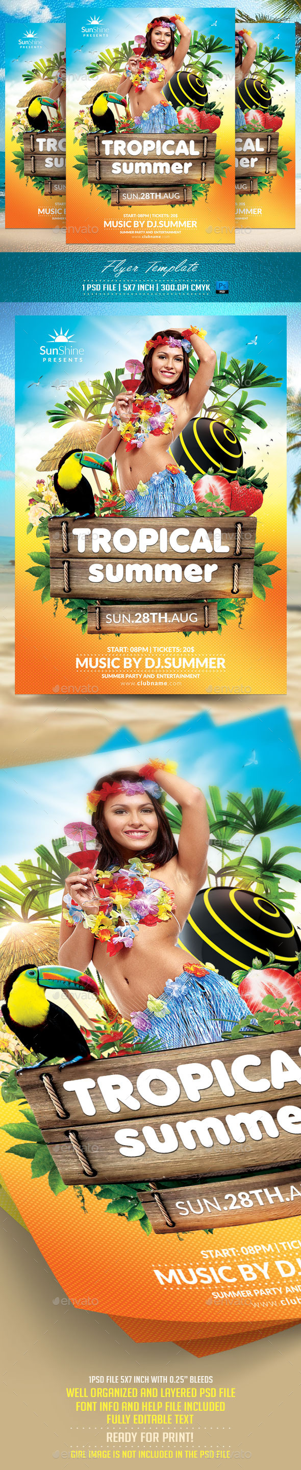Tropical Summer Flyer Templat - Flyers Print Templates