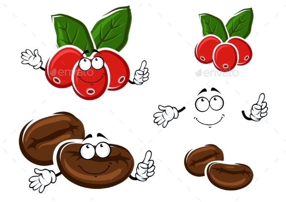 Coffee Berries And Beans Cartoon Characters Coffee Berries And Beans Cartoon Characters