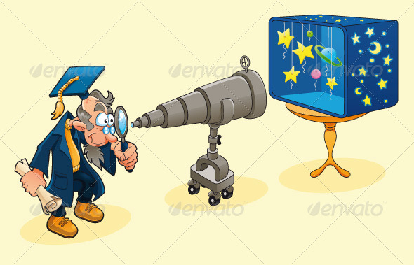 Scientist with Telescope