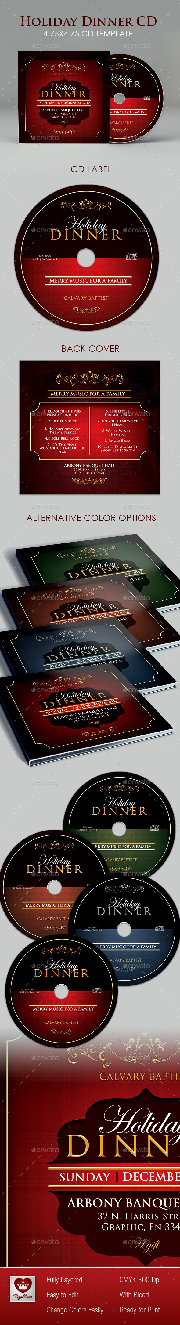 Holiday Dinner CD Artowrk - CD & DVD Artwork Print Templates