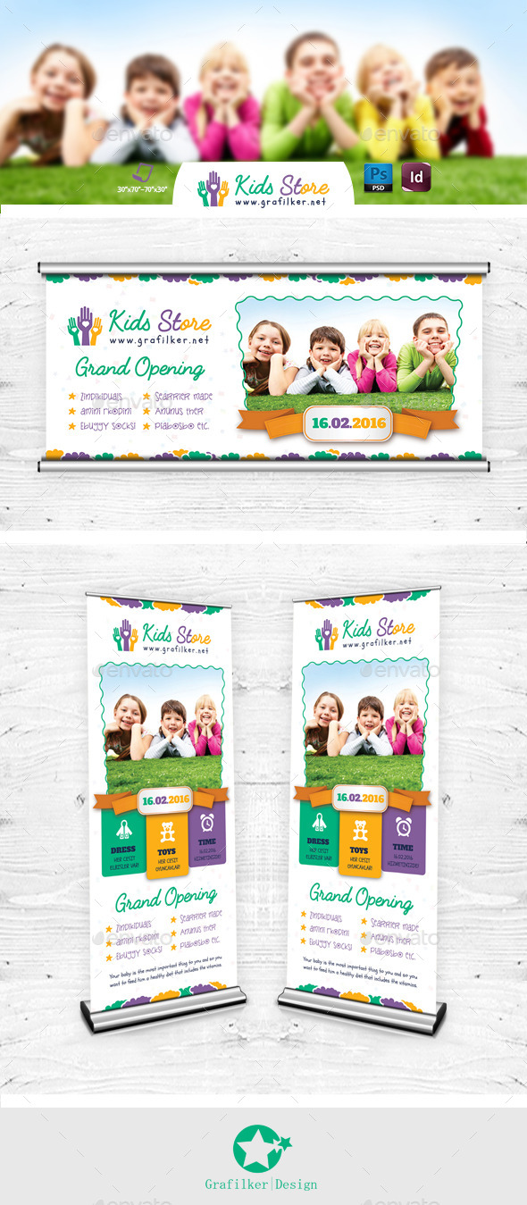Kids Store Billboard & Roll-Up Templates - Signage Print Templates