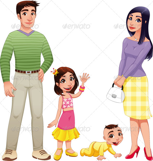 Human family with mother, father and children. - Characters Vectors