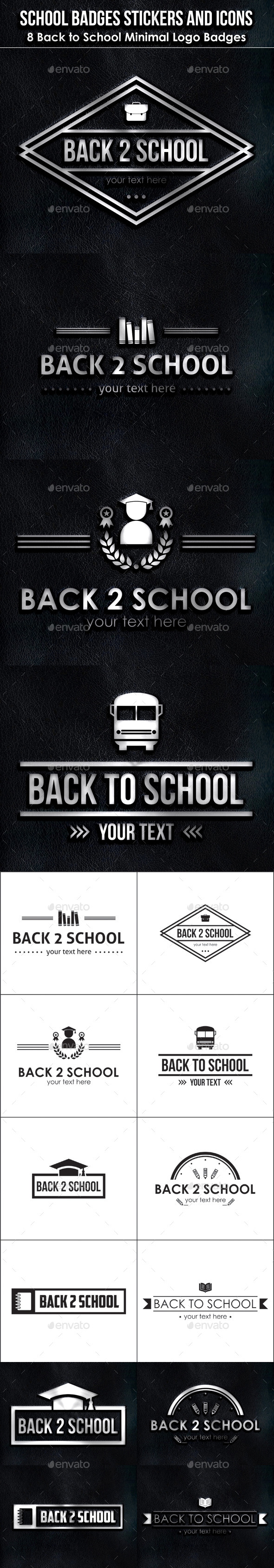 School Minimal Badges and Stickers School Minimal Badges and Stickers