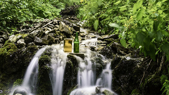 Beer Cooled In Waterfall Spring Beer Cooled In Waterfall Spring