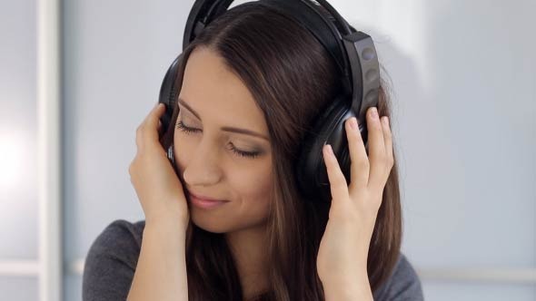 Portrait Of Woman In Headphones Portrait Of Woman In Headphones