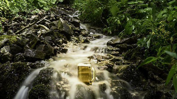 Beer Cooled In Waterfall Spring Beer Cooled In Waterfall Spring