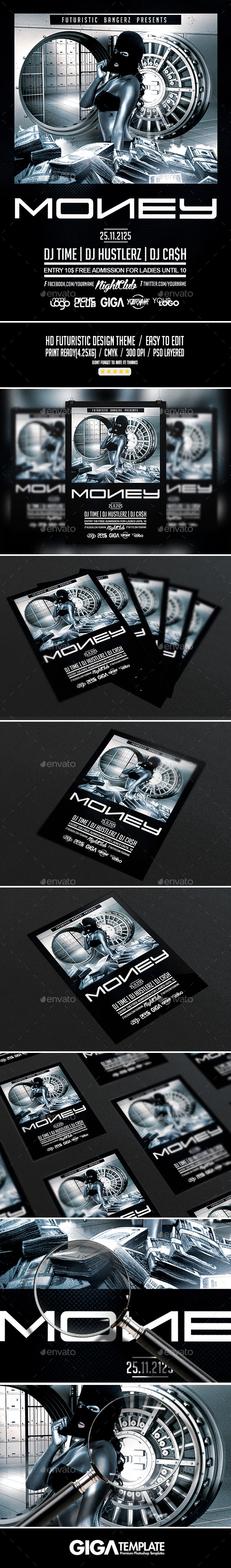 Money Time | Hip-Hop Night Dark Flyer PSD Template - Events Flyers