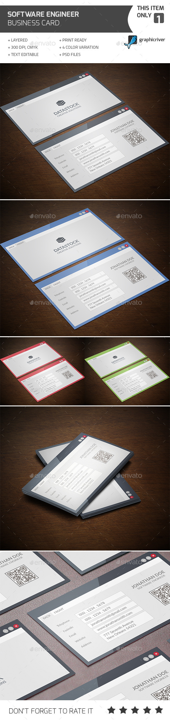 Software Engineer Business Card Software Engineer Business Card