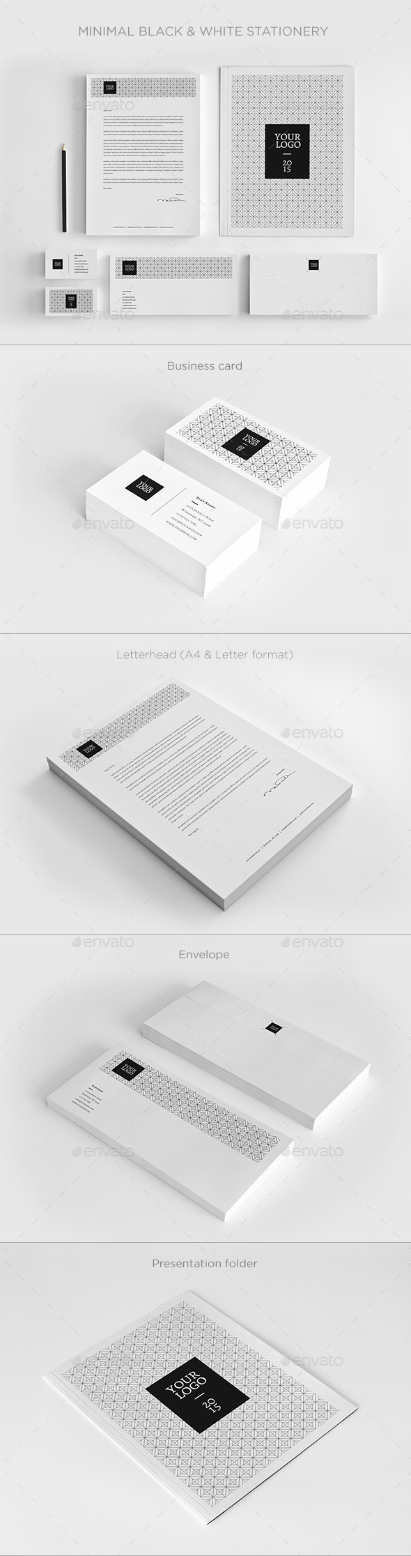 Minimal Black & White Stationery - Stationery Print Templates