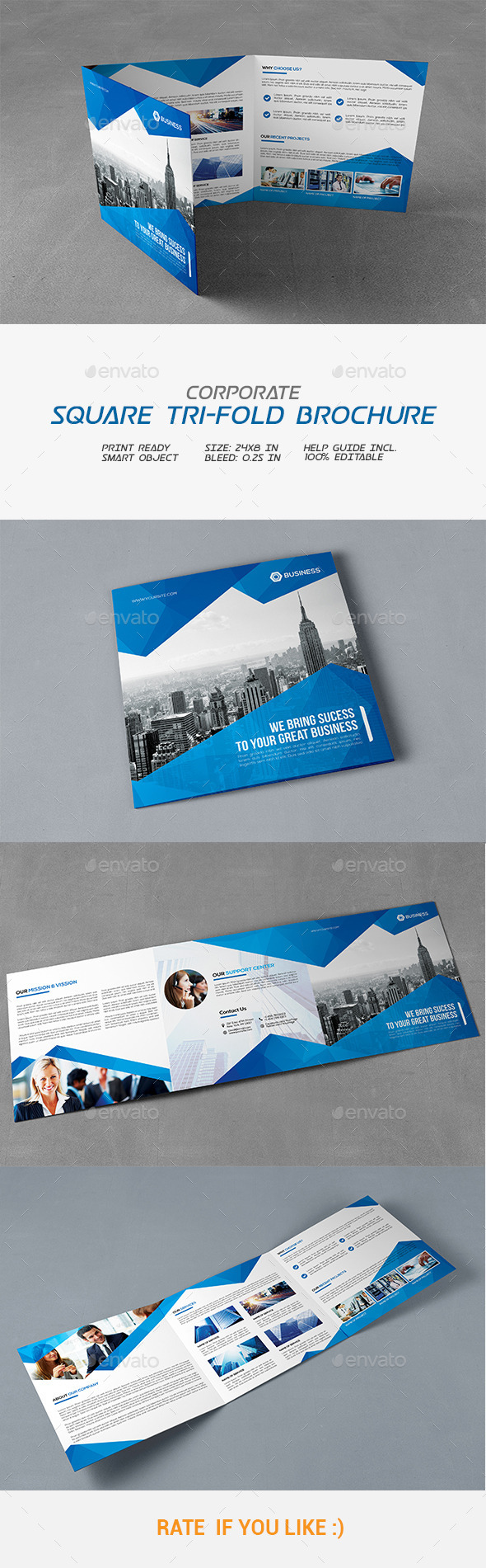 Square Corporate Tri-fold Brochure - Corporate Brochures