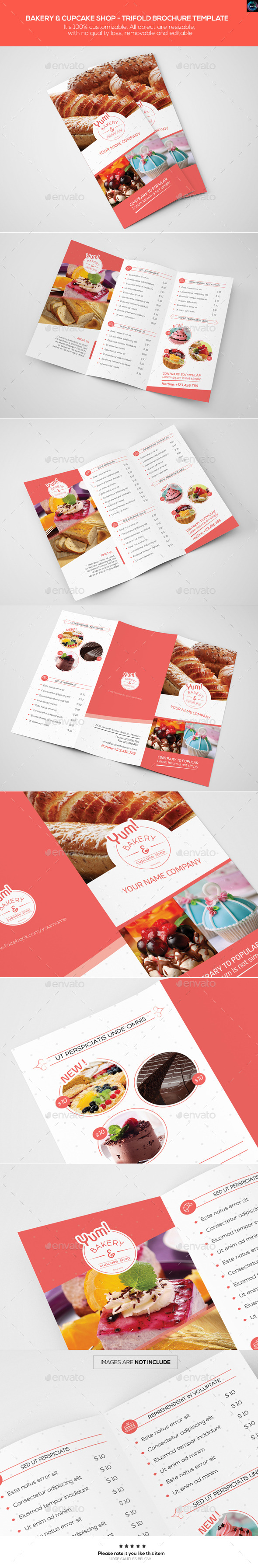 Bakery & Cupcake Shop Trifold Brochure Template Bakery & Cupcake Shop Trifold Brochure Template