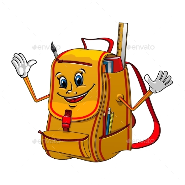 School Backpack Character with Supplies School Backpack Character with Supplies