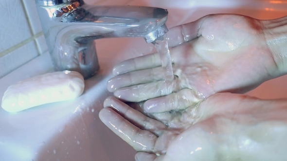 Washing Of Hands Under Running Water