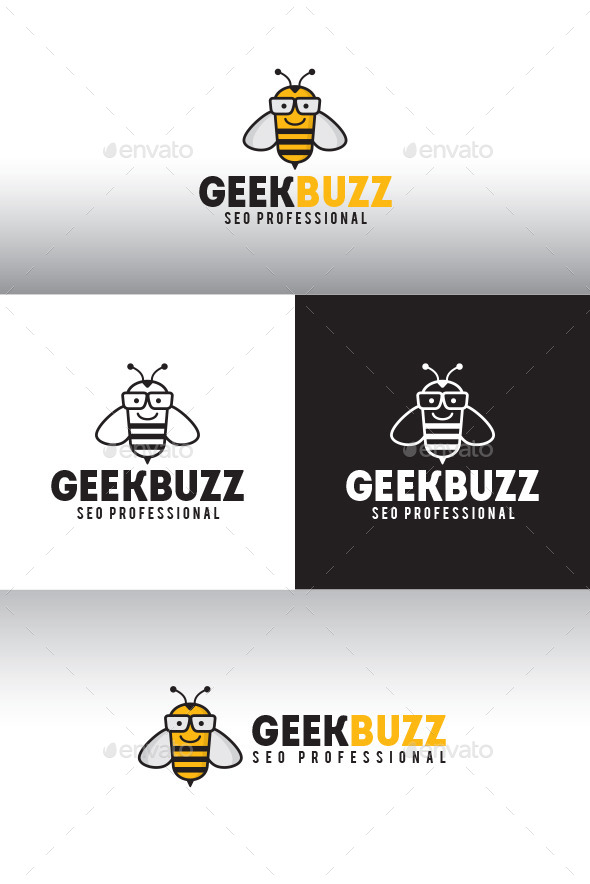 Bee Geek Logo Template - Animals Logo Templates