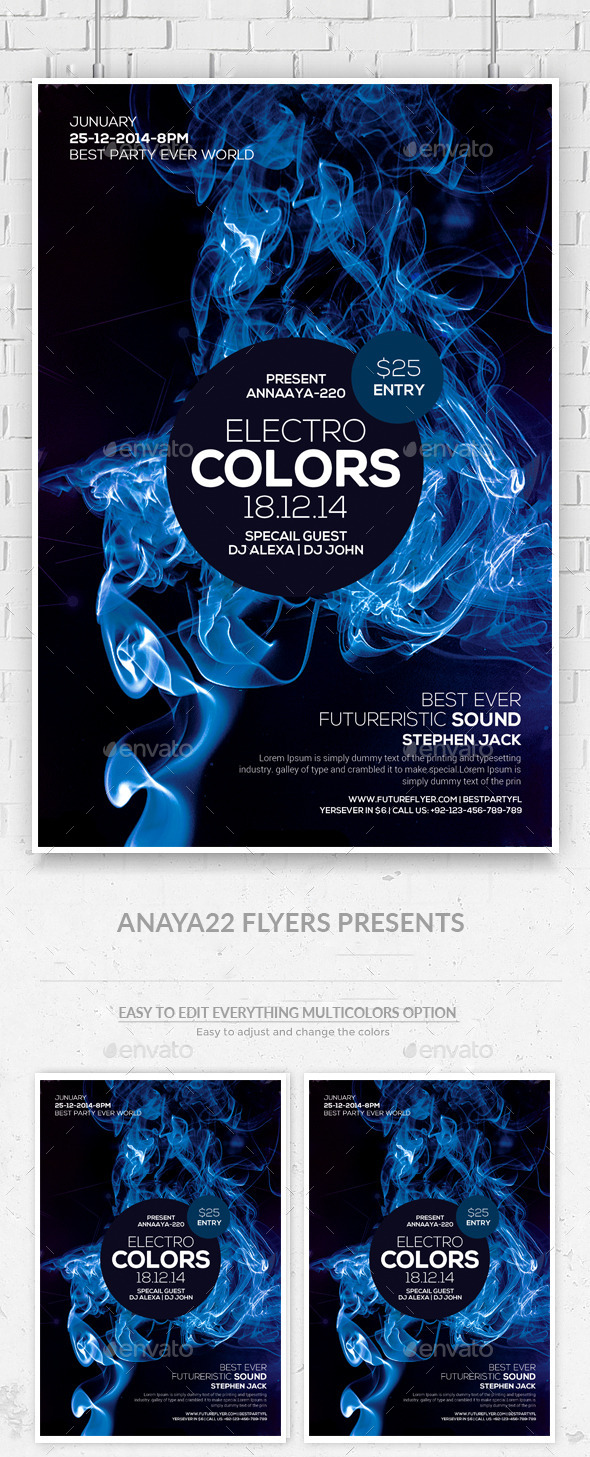 Electro Smoke Futuristic Flyer/Poster - Clubs & Parties Events