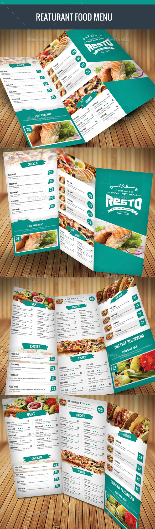 Trifold Food Menu - Food Menus Print Templates