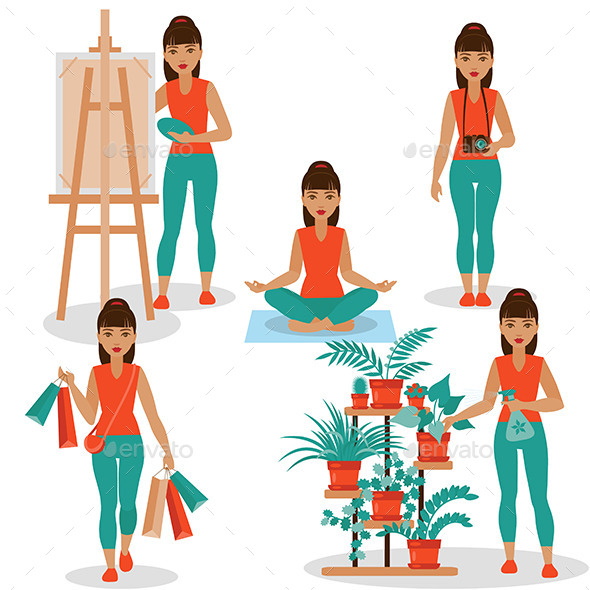 Girl Hobbies - People Characters
