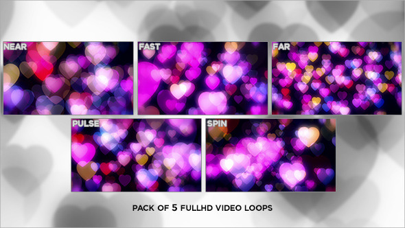 Colorful Heart Bokeh Loops (5-Pack)