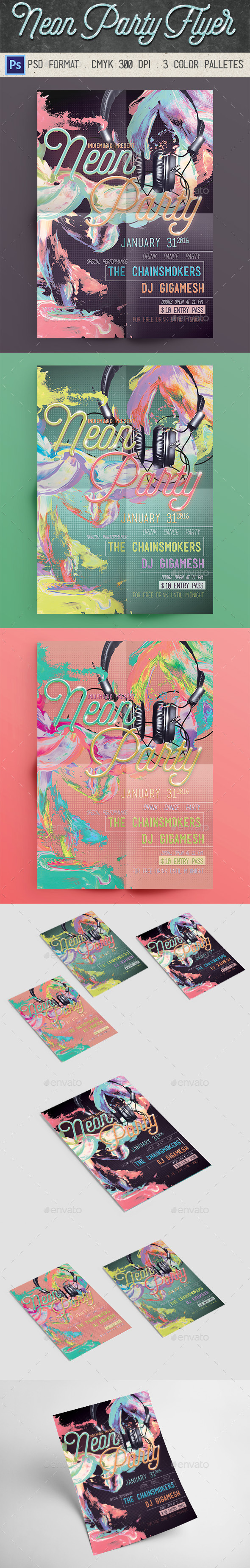 Neon Party Flyer - Clubs & Parties Events