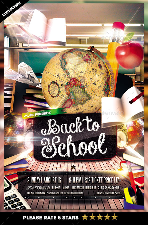 Back to School Party Flyer - Clubs & Parties Events