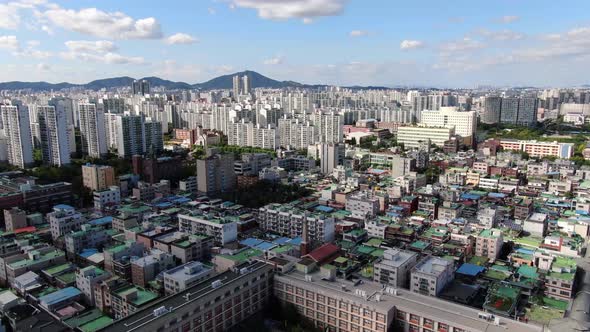 Korea Gyeonggi Do Bucheon City  Sang Dong Apartment Complex School Aerial View 