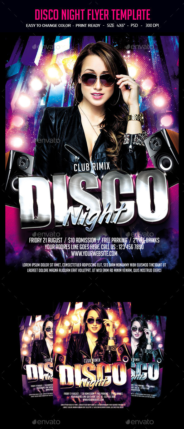 Disco Night Flyer Template - Clubs & Parties Events