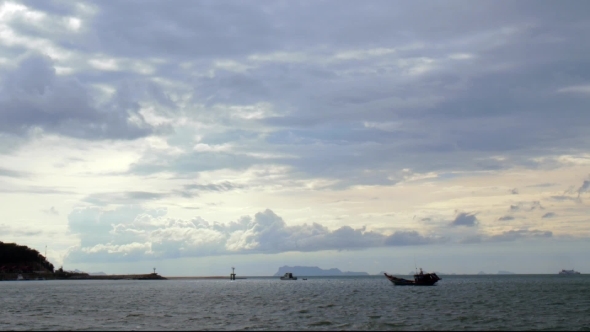 Seascape Thailand Fishing Boat In The Sea Seascape Thailand Fishing Boat In The Sea