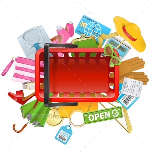 Shopping Concept with Basket - Retail Commercial / Shopping