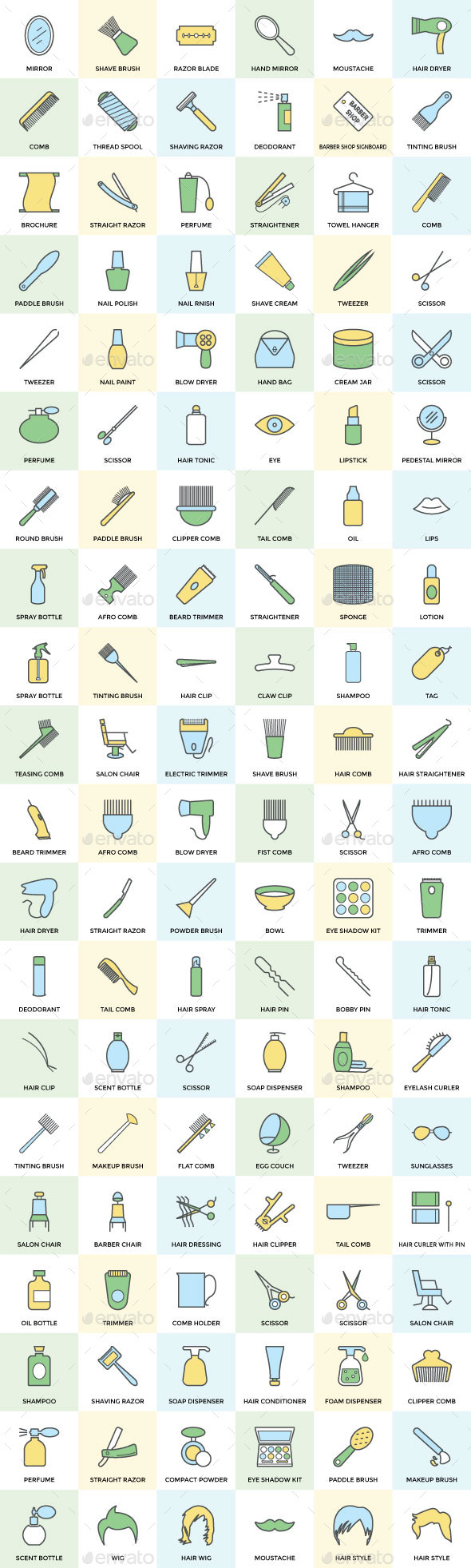 100+ Hair Salon or Barber Icons Set - Icons