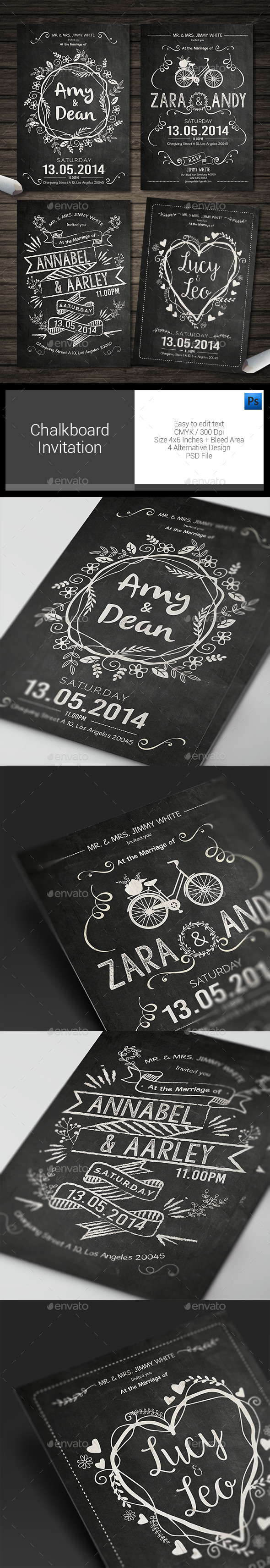 Chalkboard Invitation - Weddings Cards & Invites