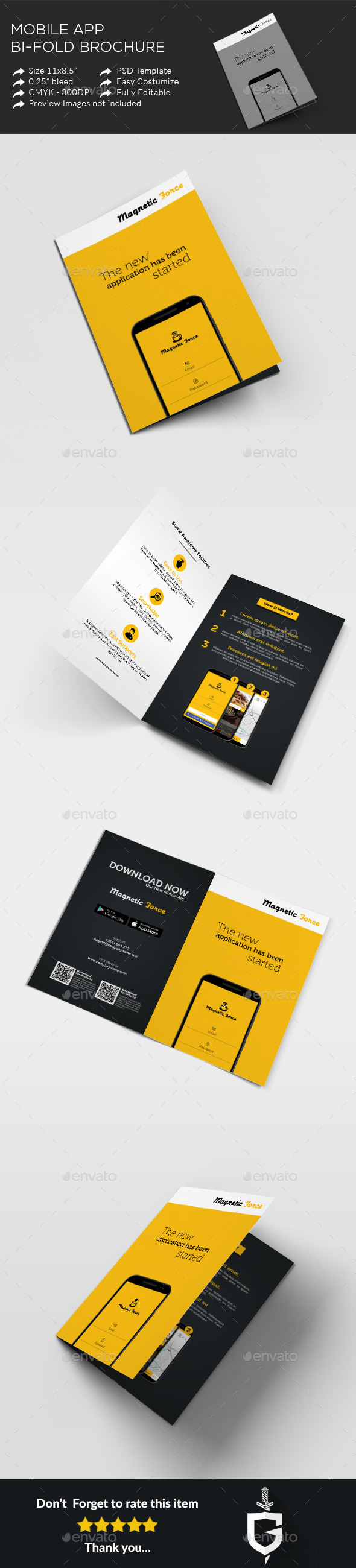 Mobile App Bi-fold Brochure - Corporate Brochures