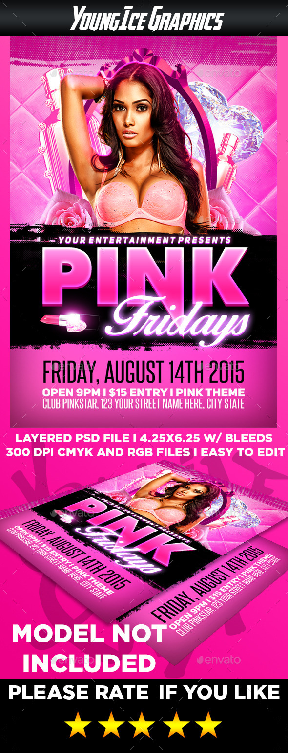 Pink Fridays Flyer Template - Clubs & Parties Events