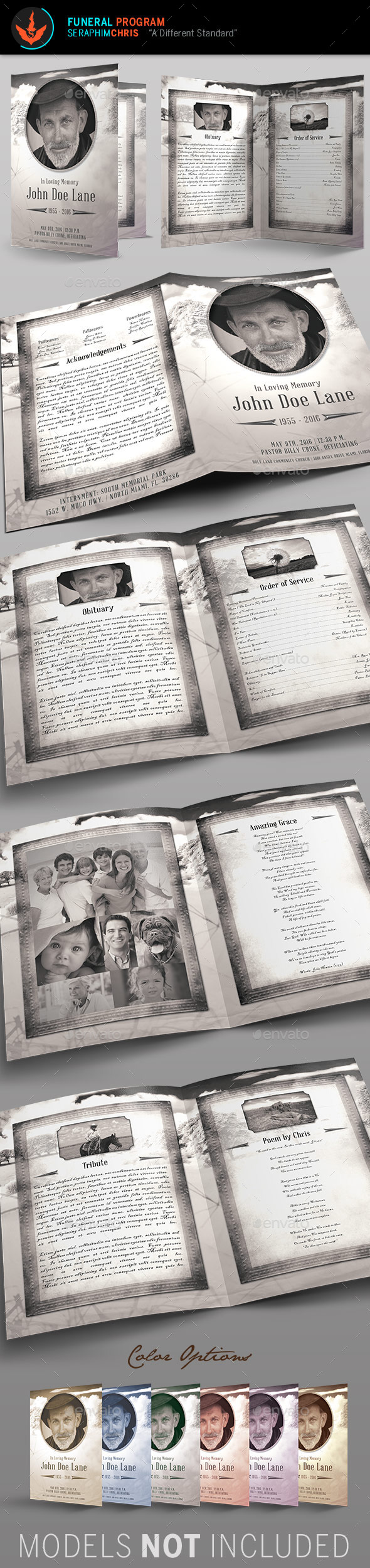 Vintage Funeral Program Template - Informational Brochures