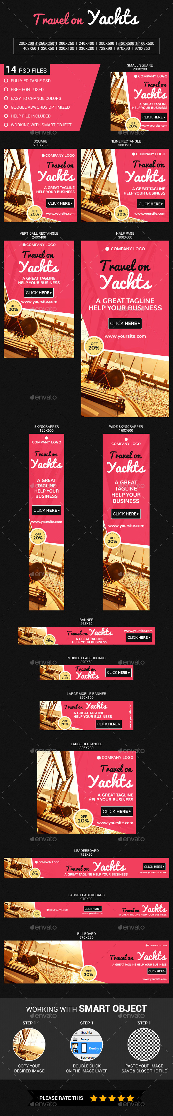 Travel on Yachts - Banners & Ads Web Elements
