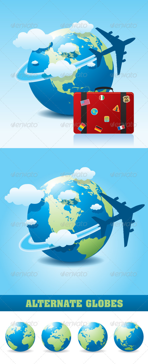 Airplane Travel on Globe - Travel Conceptual
