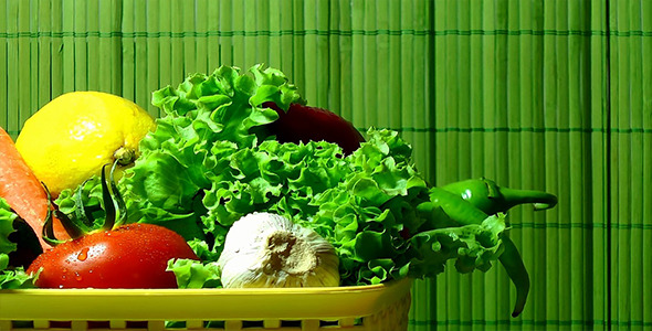Vegetables on Green Background