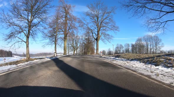 winter car drive in sunny day alt