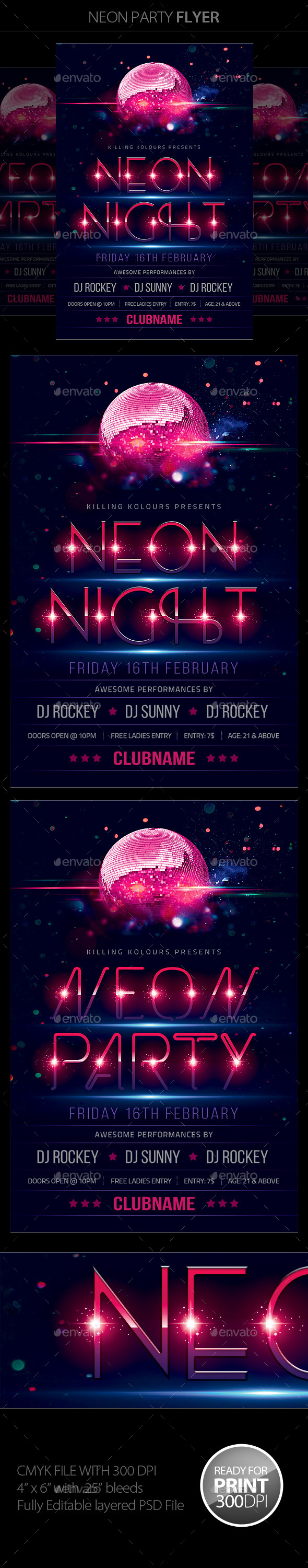 Neon Flyer - Clubs & Parties Events