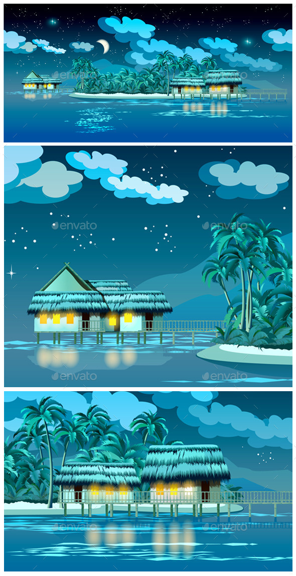 Paradise Islands at Night - Travel Conceptual