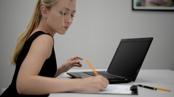 Girl Working in Office Girl Working in Office