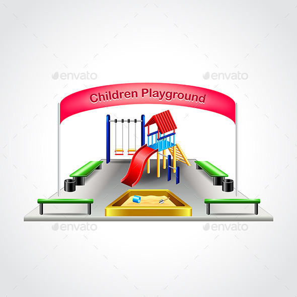 Children Playground Isolated Vector Illustration - Man-made Objects Objects