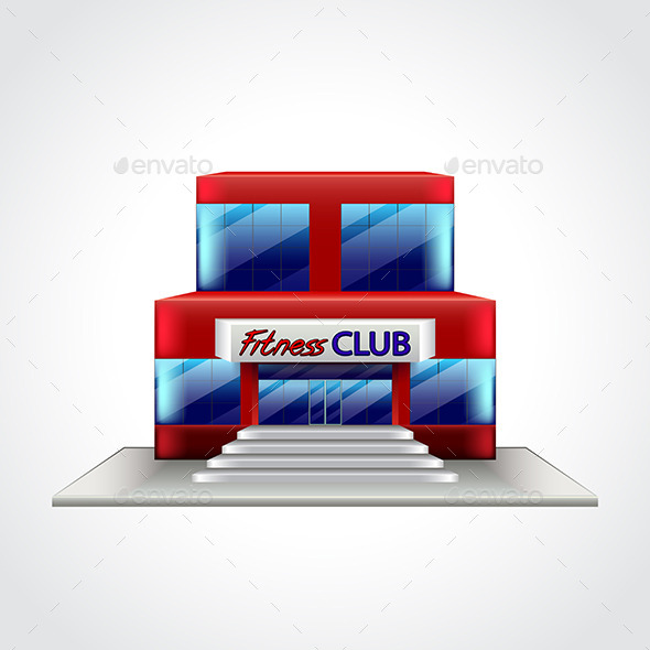 Fitness Club Building Isolated Vector Illustration - Sports/Activity Conceptual