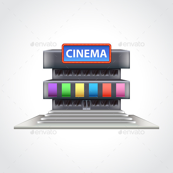 Cinema Building Isolated Vector Illustration - Man-made Objects Objects