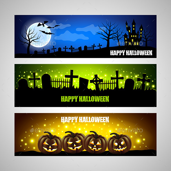 Three Horizontal Halloween Banners - Halloween Seasons/Holidays