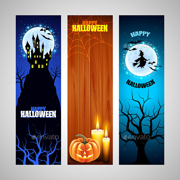 Three Vertical Halloween Banners - Halloween Seasons/Holidays